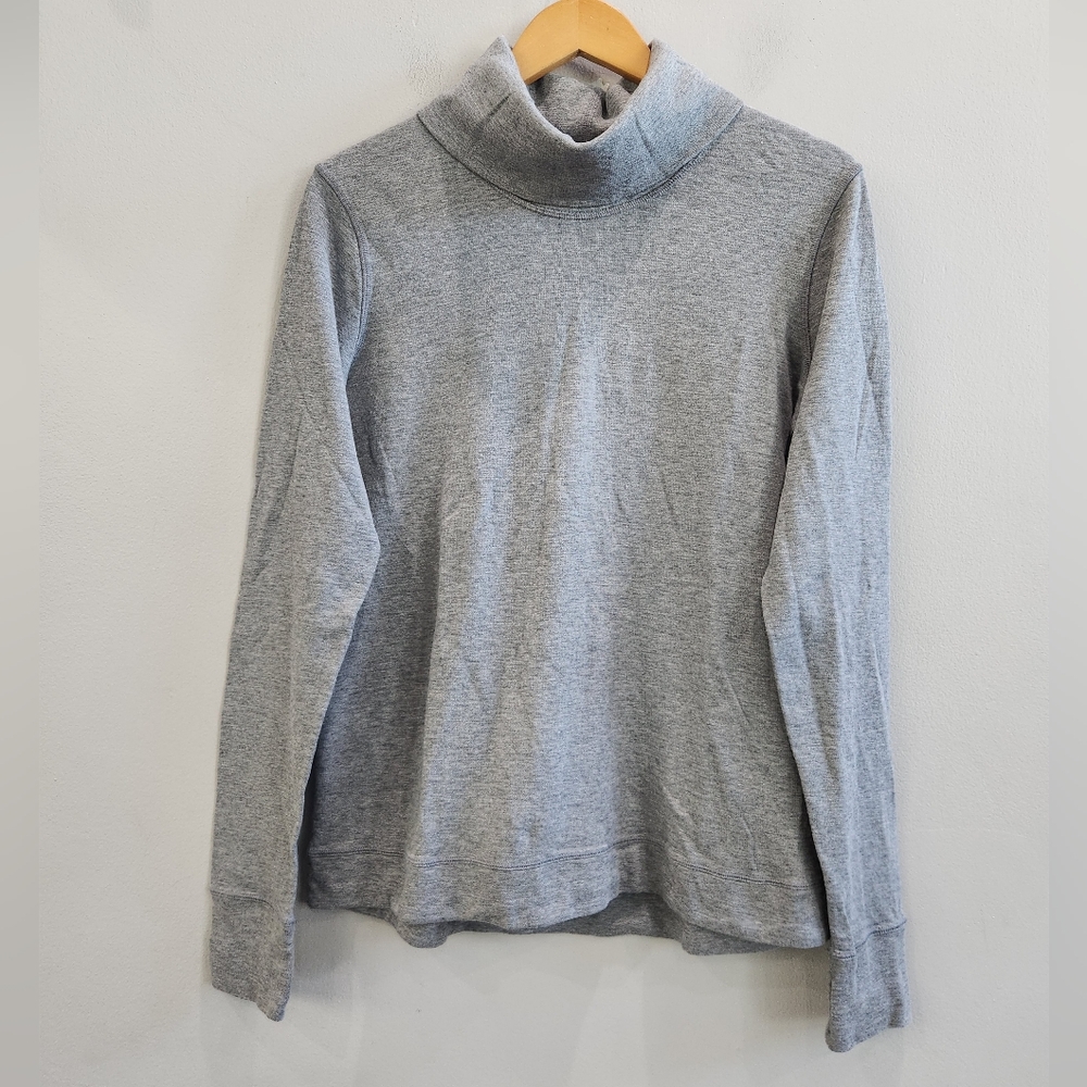 LULULEMON Women's Size 12 Gray Long-Sleeve Shirt Cotton Blend Turtleneck Top